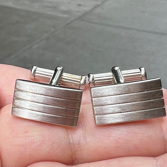 VINTAGE MONTBLANC RECTANGULAR MATTE STAINLESS STEEL CUFFLINKS MINT CONDITION - Picture 16 of 16